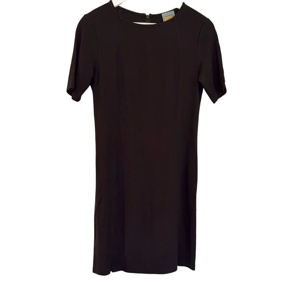 C&C California black seam front short sleeve sheath dress small